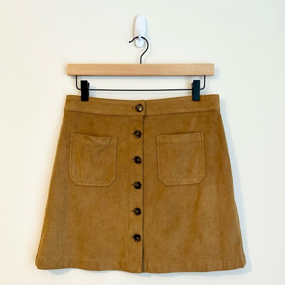 Marine Layer Myra Mini Skirt Faux Suede Tan, Size 6 - Picture 5 of 7